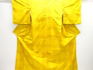 格子に絣柄織り出し米沢紬着物アンサンブル